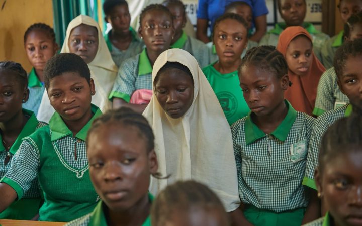 Girls at the SWEDI Care menstrual health outreach, Junior Secondary School Kabusa, Abuja