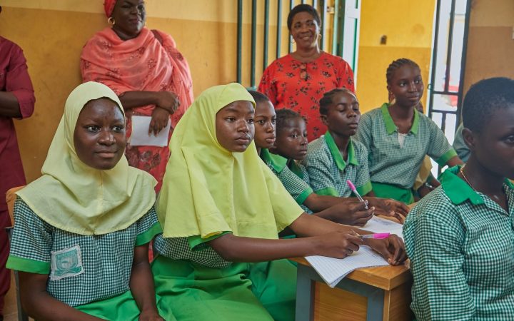 Girls at the SWEDI Care menstrual health outreach, Junior Secondary School Kabusa, Abuja