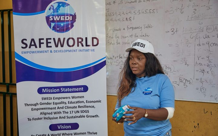 Girls at the SWEDI Care menstrual health outreach, Junior Secondary School Kabusa, Abuja