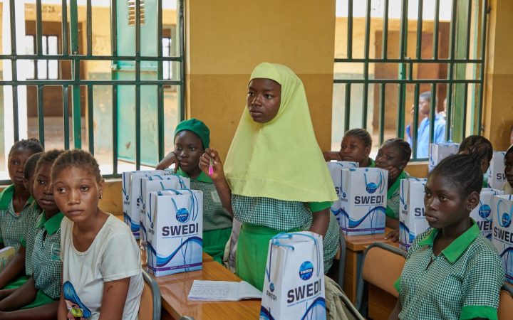 Girls at the SWEDI Care menstrual health outreach, Junior Secondary School Kabusa, Abuja