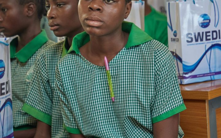 Girls at the SWEDI Care menstrual health outreach, Junior Secondary School Kabusa, Abuja