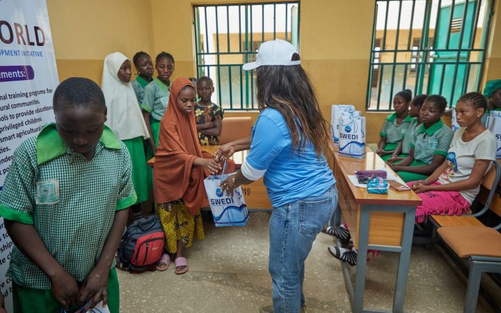 Girls at the SWEDI Care menstrual health outreach, Junior Secondary School Kabusa, Abuja