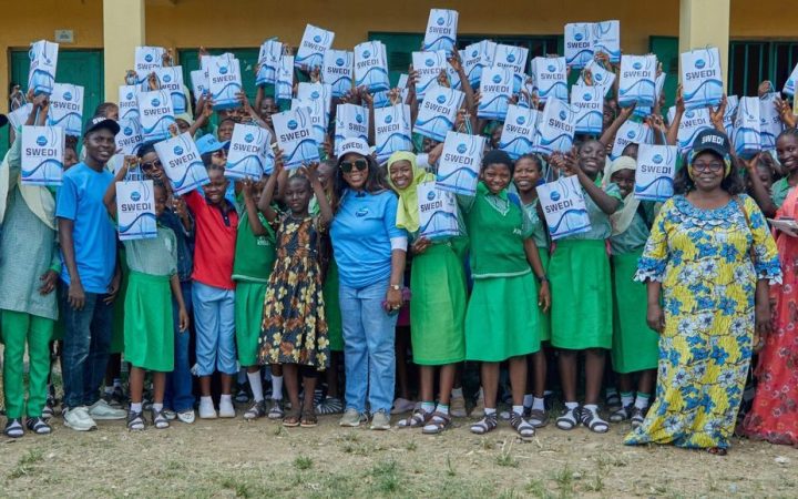 Girls at the SWEDI Care menstrual health outreach, Junior Secondary School Kabusa, Abuja